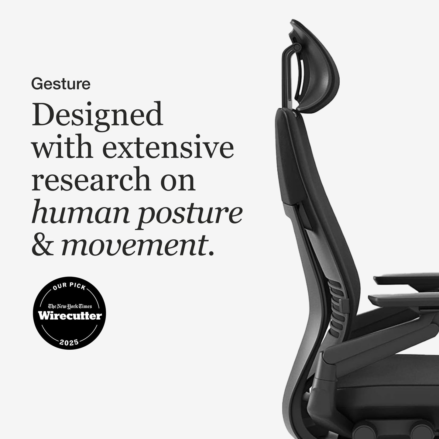 Steelcase Gesture Office Chair with Head Rest - Ergonomic Work Chair with Wheels for Carpet - Comfortable Office Chair - Intuitive-to-Adjust Chairs for Desk - 360-Degree Arms - Licorice Fabric