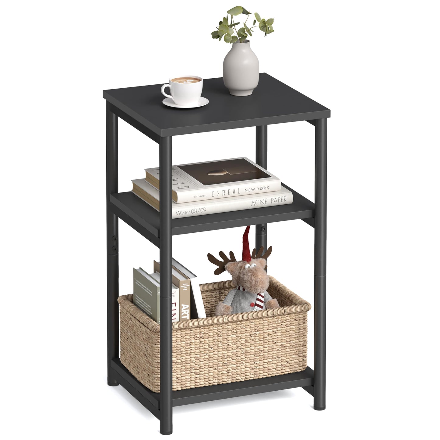 VASAGLE BARNET Collection - Side Table, Small End Table for Living Room, Modern Tall Nightstand, Bedroom, Office, Bathroom, Steel Frame, Ink Black ULET273B16