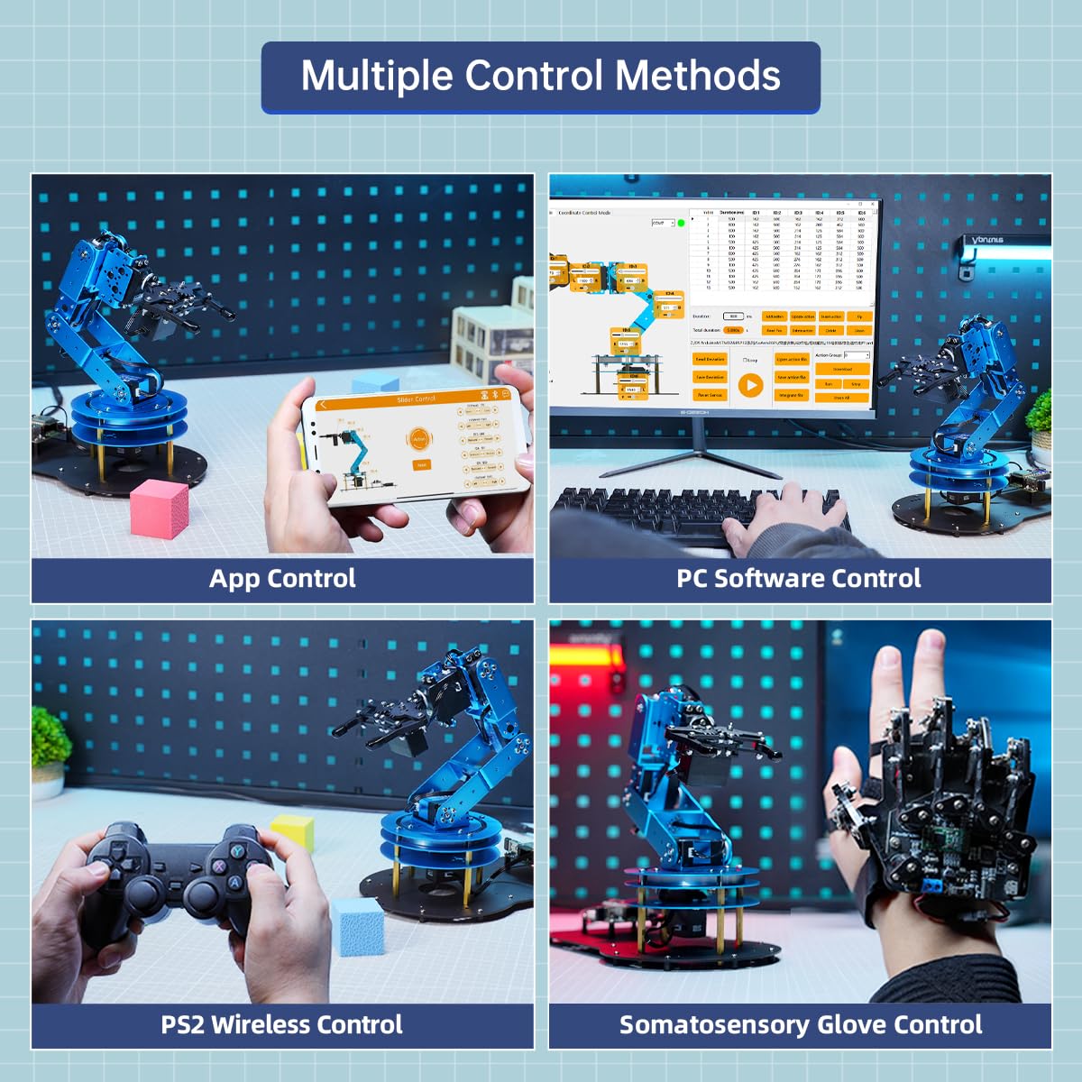 Robotic Arm for Arduino AI Vision & Voice Interaction 6DOF Serial Bus Servo Smart Robot Arm, STEM Project Educational Robot & Engineering Kits, Science/Coding/Programming Set, LeArm AI Advanced Kit