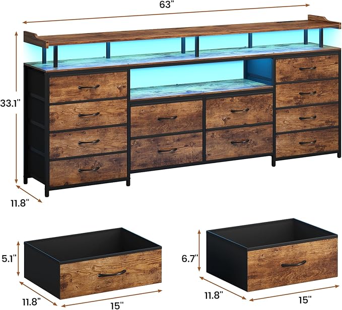 BTHFST 12 Drawers TV Stand Dresser