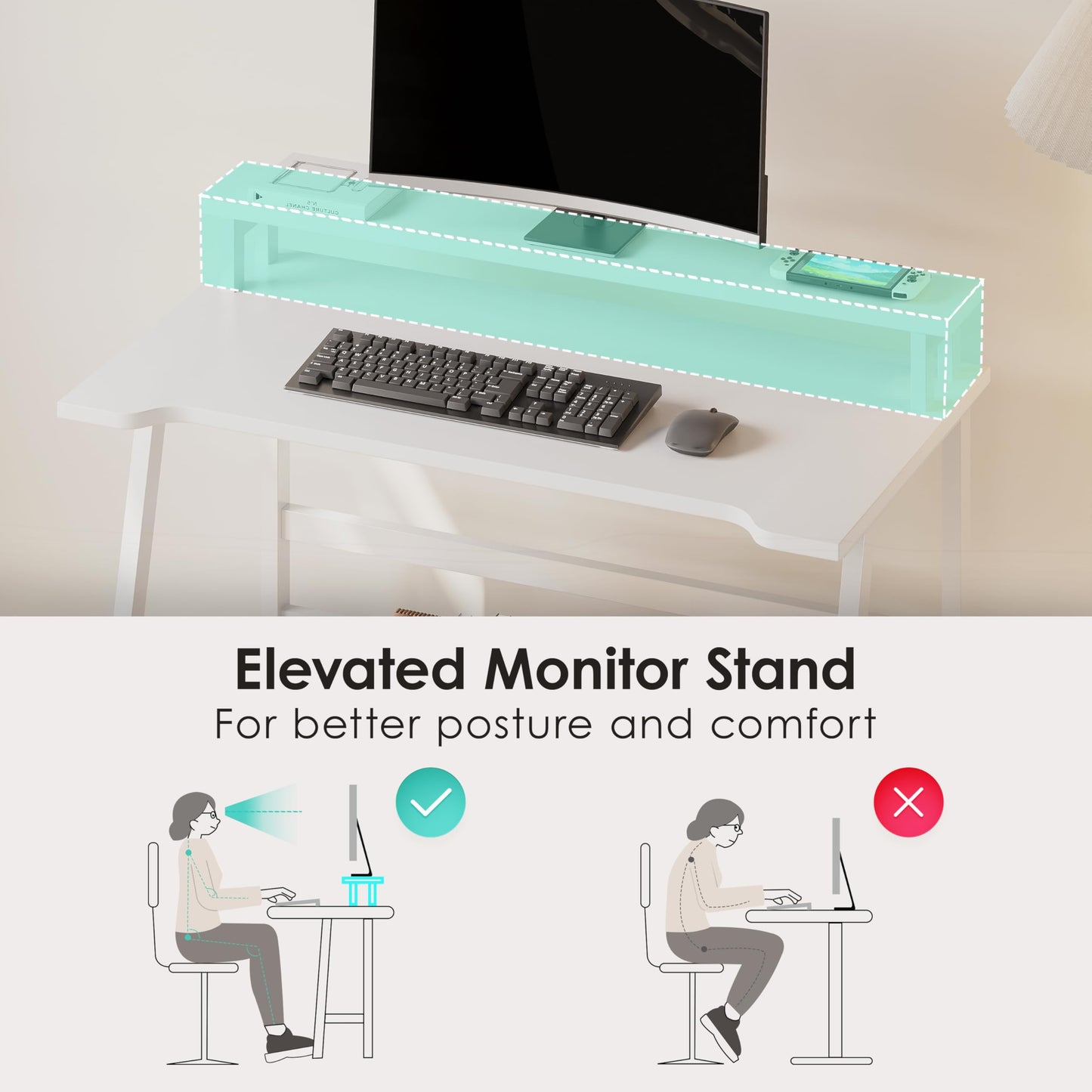 ALISENED 31.5 Inch Small Office Desk with Storage, Small Desk for Small Spaces, Compact Home Office Desk, Mini Study Desk for Bedroom, White