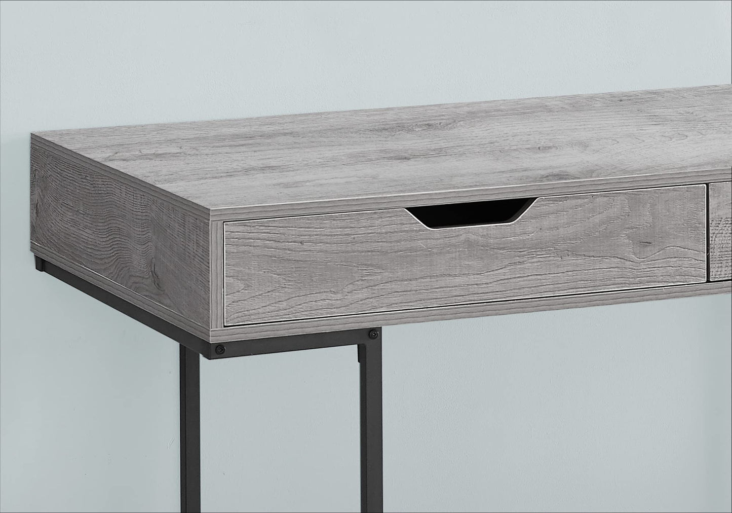 Monarch Specialties I 7553 Computer Desk, Home Office, Laptop, Storage Drawers, 48" L, Work, Metal, Laminate, Grey, Black, Contemporary, Modern