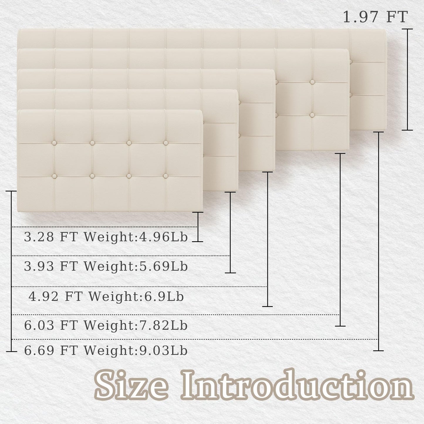 Upholstered Wall Mounted Headboard Full Size with Removable Beige Cushion Peel and Stick Headboard Cover Soft Padded Backrest for Dorm Bed Frame Bedroom Decor Washable Adhesive Head Board (Full,Beige)