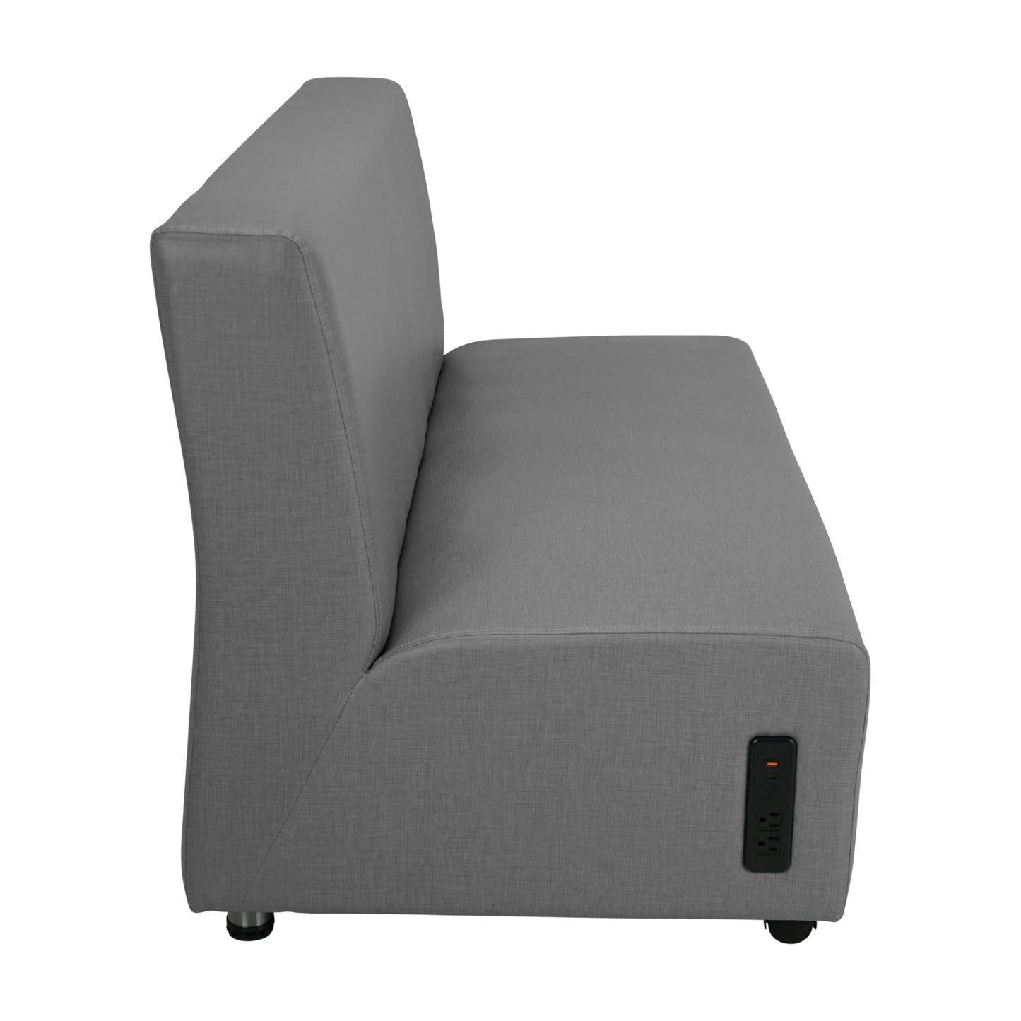 FDP Pro Series Upholstered Armless Mobile Sofa with Tech Panel, Collaborative Commercial Furniture for Hotel Lobby, Office, School, Restaurant, Library, Waiting Room - Slate Gray Crosshatch
