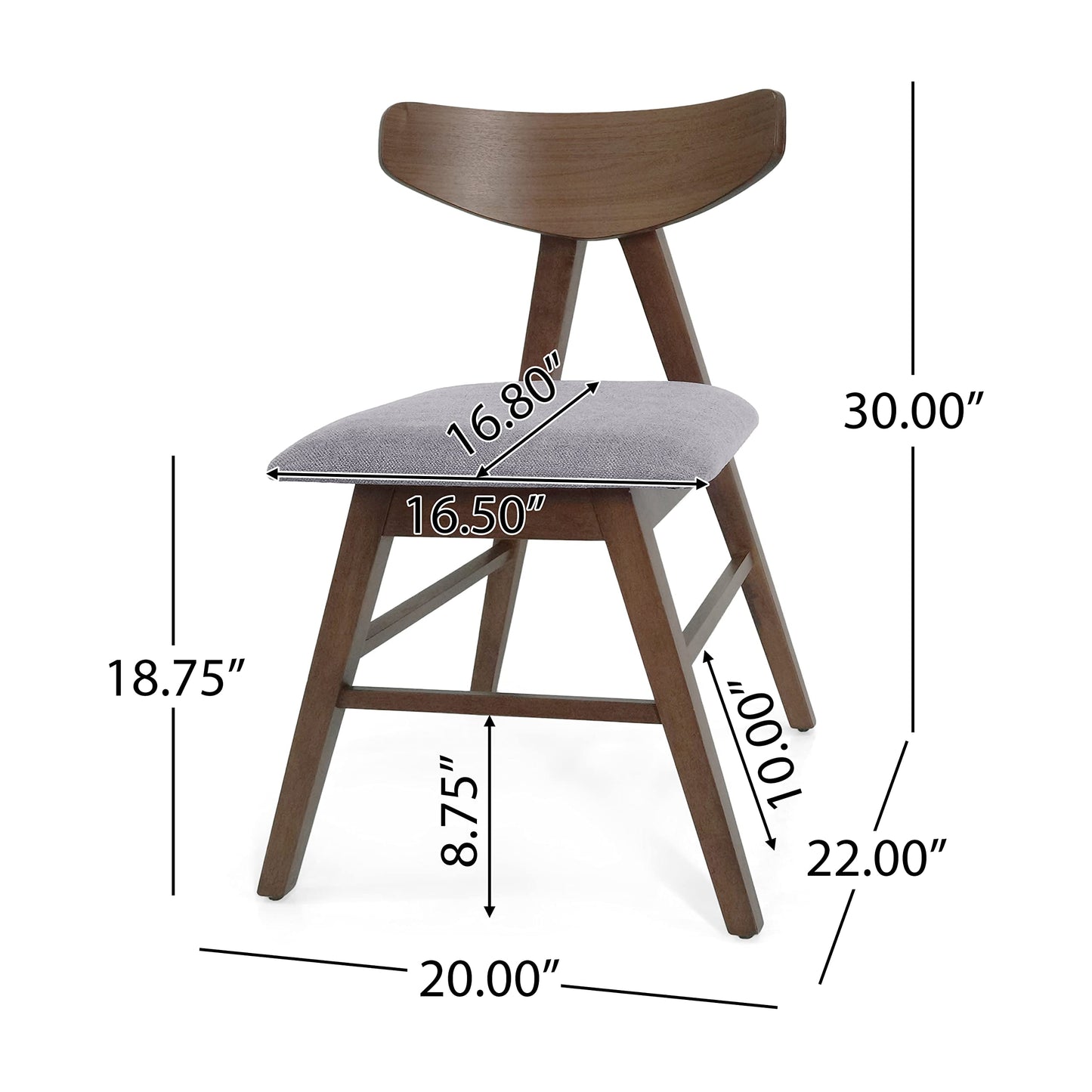 Christopher Knight Home Stocker Upholstered Dining Chairs - Dark Gray/Walnut (Set of 2)