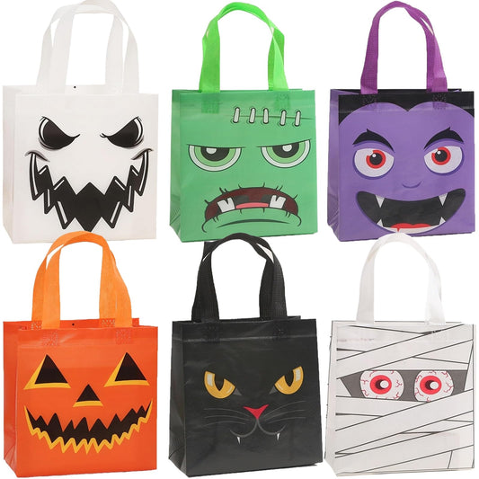 Viaecone 9-Pack Christmas Gift Bags Large 12.8x9.8x6.7 Inches - Holiday Party Favor Tote Bags, Non-Woven Reusable Treat Bags for Xmas Presents, Decorations (Halloween Color 1)