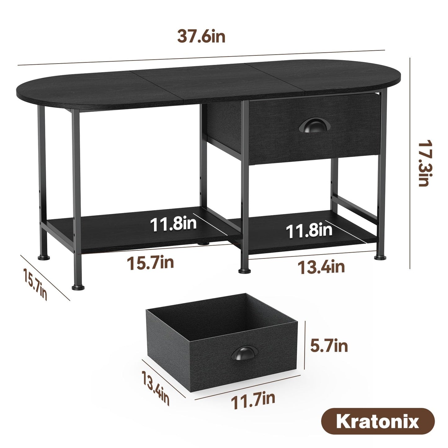 37" Oval Small Coffee Table with Storage,Modern Wood Living Room Center Table for Small Space,Apartment,Home Office,Drawer & Open Shelves,Easy Assembly,Black