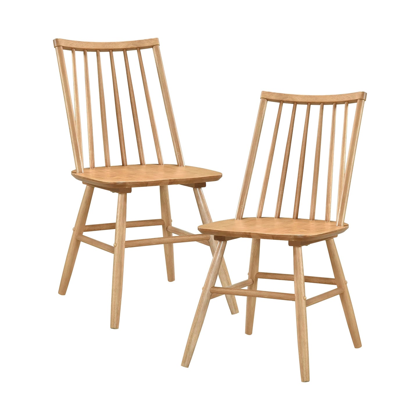Lexicon Kitchen & Dining Room Chairs, Dining Chairs Set of 2, Spindle Back Wood Dining Chairs, Rubberwood Armless Dining Chairs, Modern Dining Chair, Easy Assembly, Natural Oak