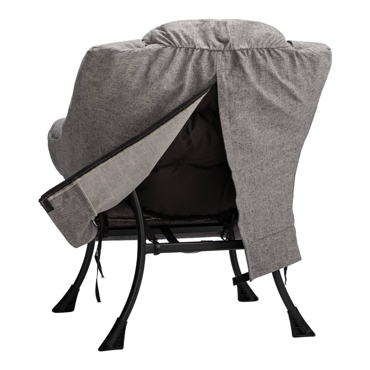 HollyHOME Lazy Chair with Armrest and Side Pocket, Comfy Accent Lounge Chair,Leisure Sofa Armchair for Living Room, Bedroom, Dorm, or Small Spaces, Oversized Reading Sofa Chair,Cotton-Linen Grey