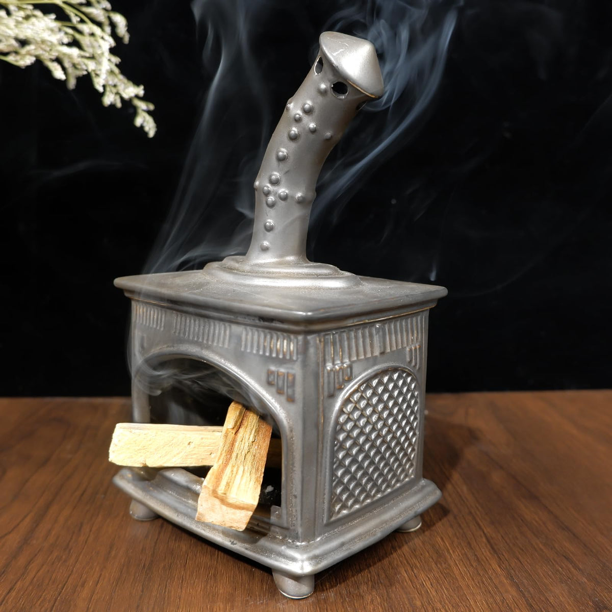 MOUGIGI Handmade Ceramic Palo Santo Holder - Modern Smudge Bowl & Sage/Cone Incense Chimney for Yoga, Meditation, and Energy Cleansing - Ideal Gift for Zen Altar and Aromatherapy Enthusiasts