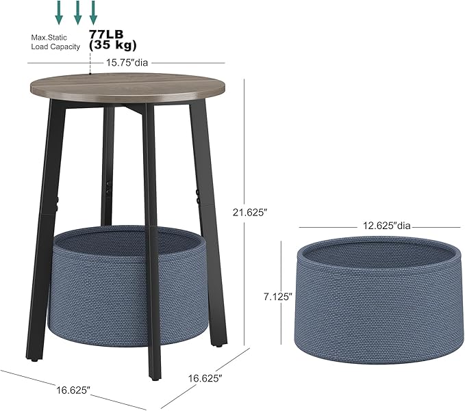 sthmec Small Round Side End Table Set of 2