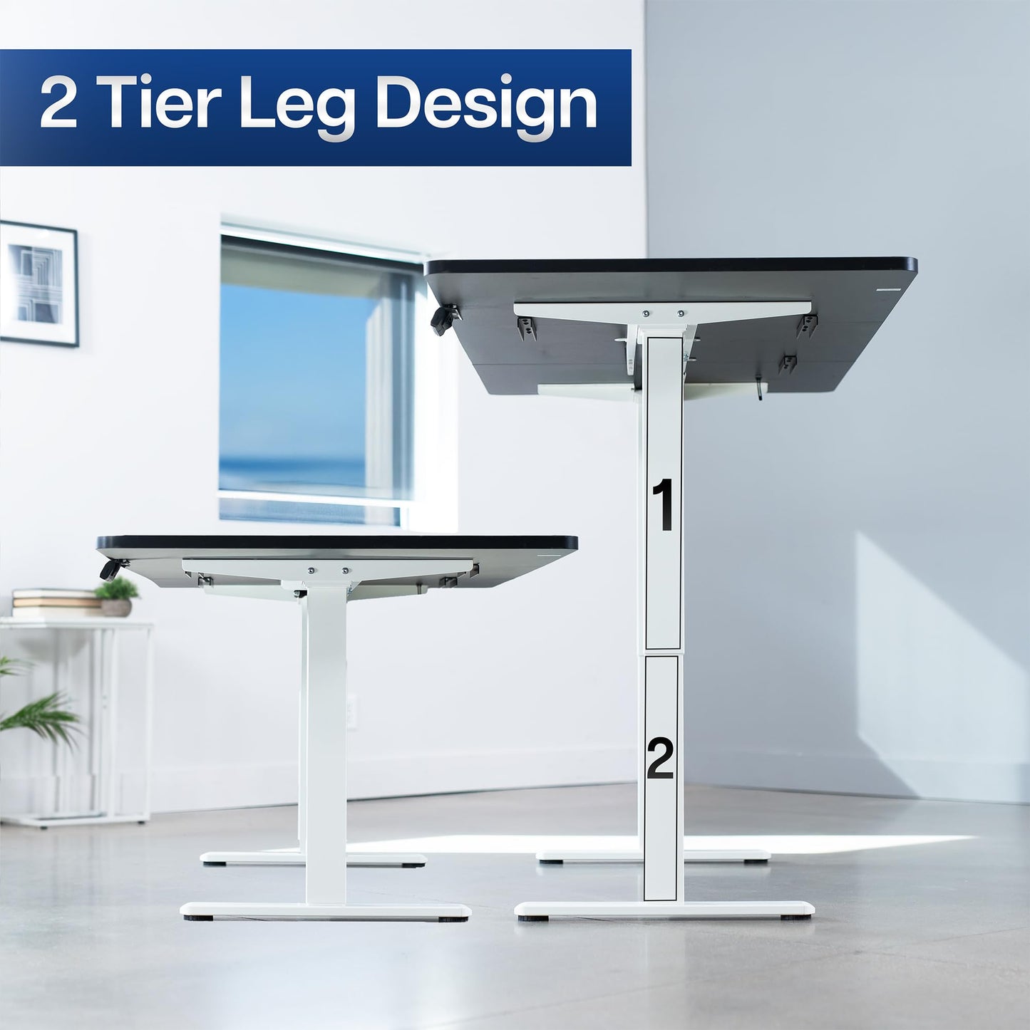 VIVO Electric 71 x 36 inch Standing Desk, Dual Motor Memory Controller Height Adjustment, E2B Series, Black Top White Frame, DESK-KIT-E2W7B-36