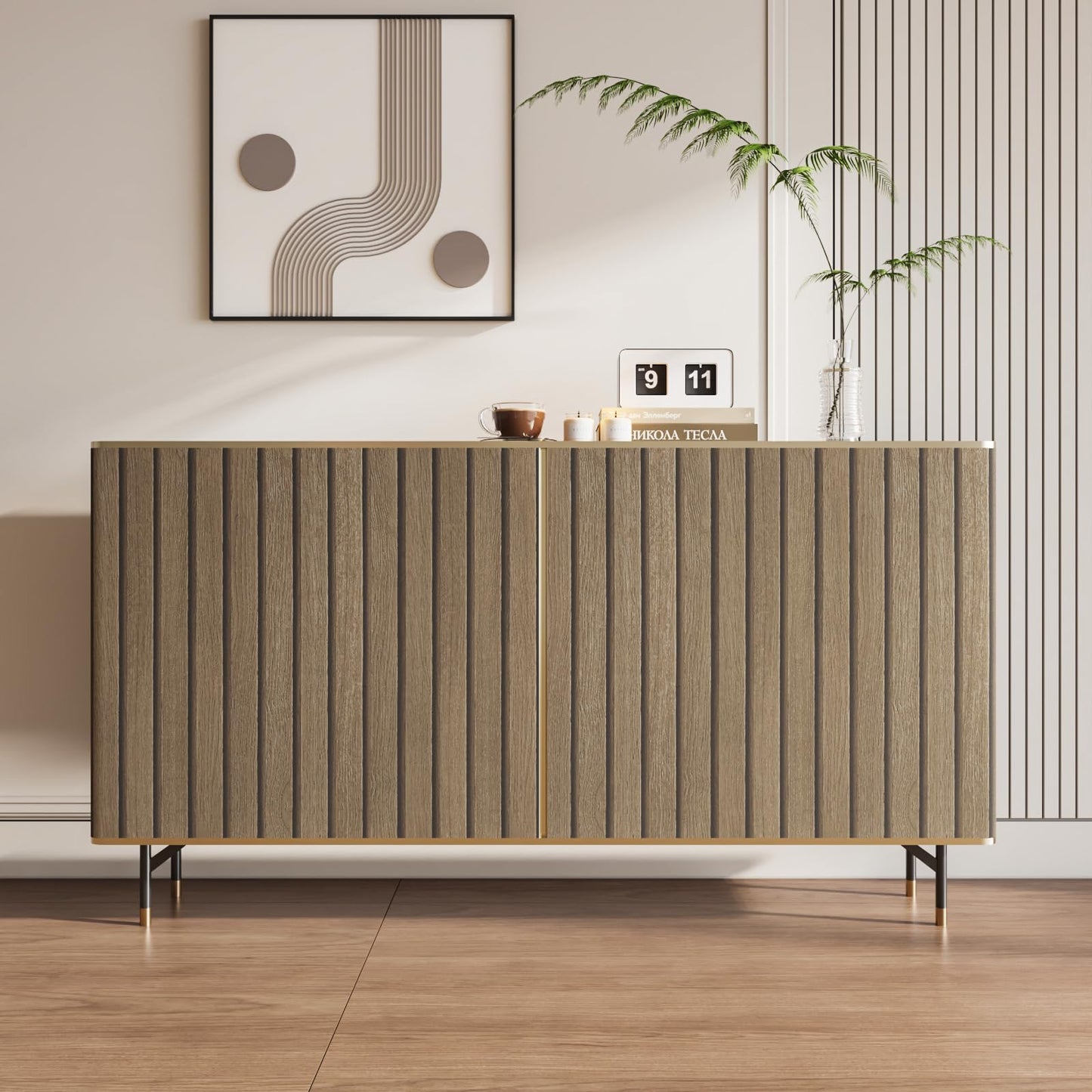 CRE8TIVE Wide 24"x354" Brown Wood Slats Wallpaper Peel and Stick Wood Grain Contact Paper Waterproof Self Adhesive Wood Panel Removable Wallpaper Wooded Stripe Look Paper for Furniture Walls Classroom