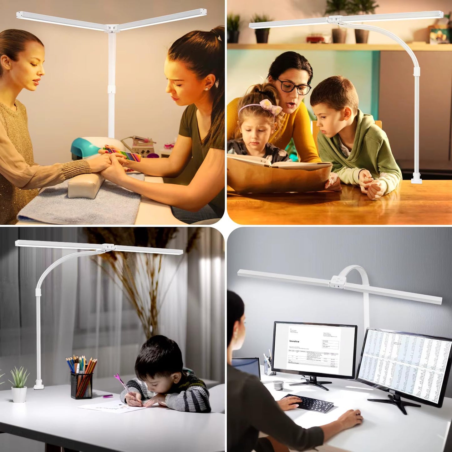 OptiLite Clamp-On LED Desk Light (White) – Adjustable Brightness Task Lamp with Flexible Arm, Touch Controls, and Sleek Modern Design for Home or Office Desks