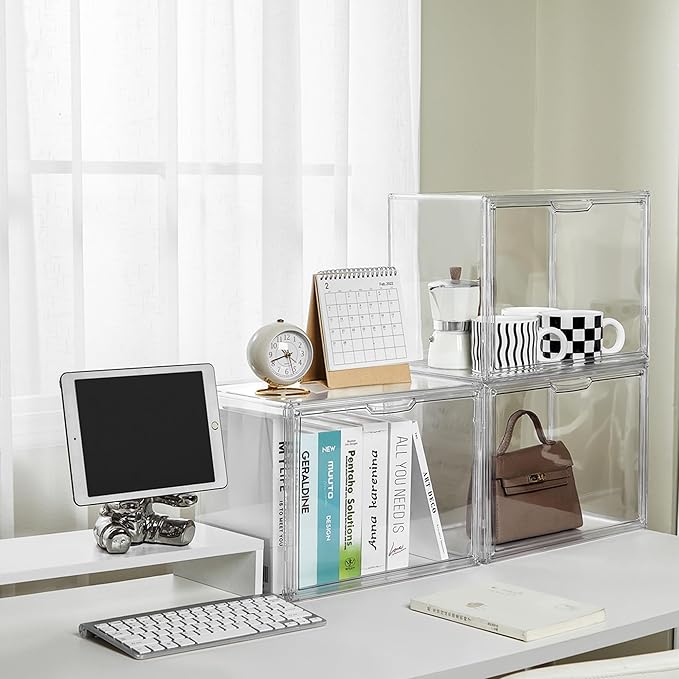Clear Stackable Plastic Storage Bins