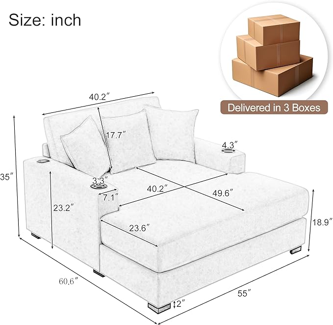 Merax Modern Upholstered Indoor Chaise Lounge