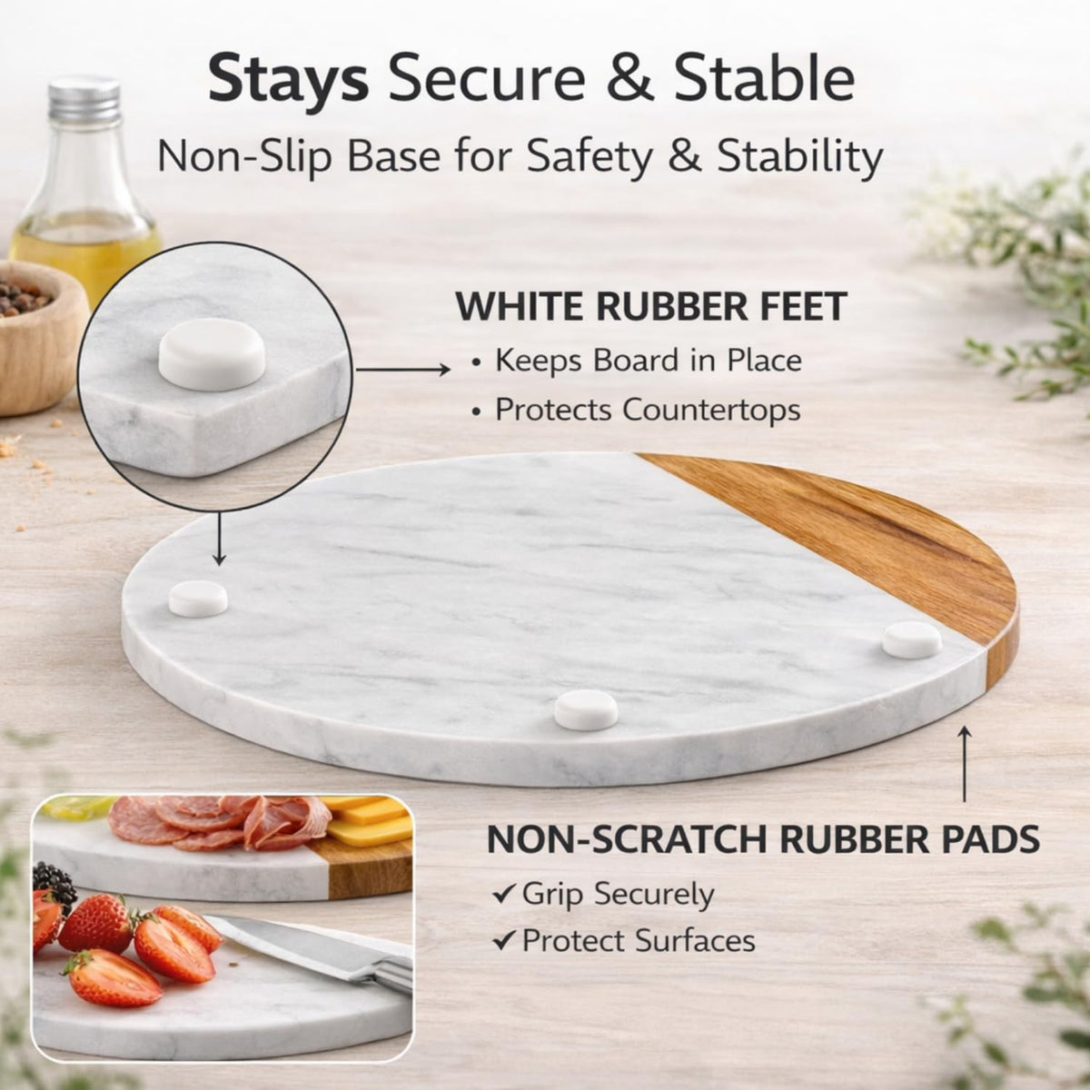 KC KULLICRAFT White Marble Board, 10 Inches