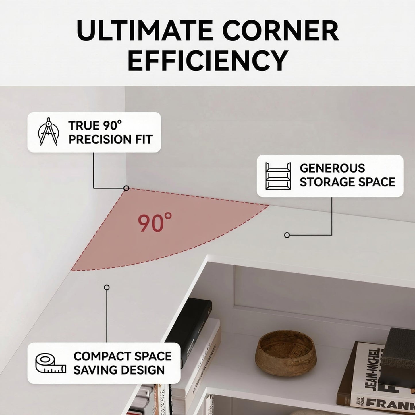 MXV 71.5" Tall L-Shaped Corner Bookshelf, 6-Tier 35.2" Wide Wooden Bookcase with Storage Organizer, Display Shelf for Home, Office, Living Room (35.2")