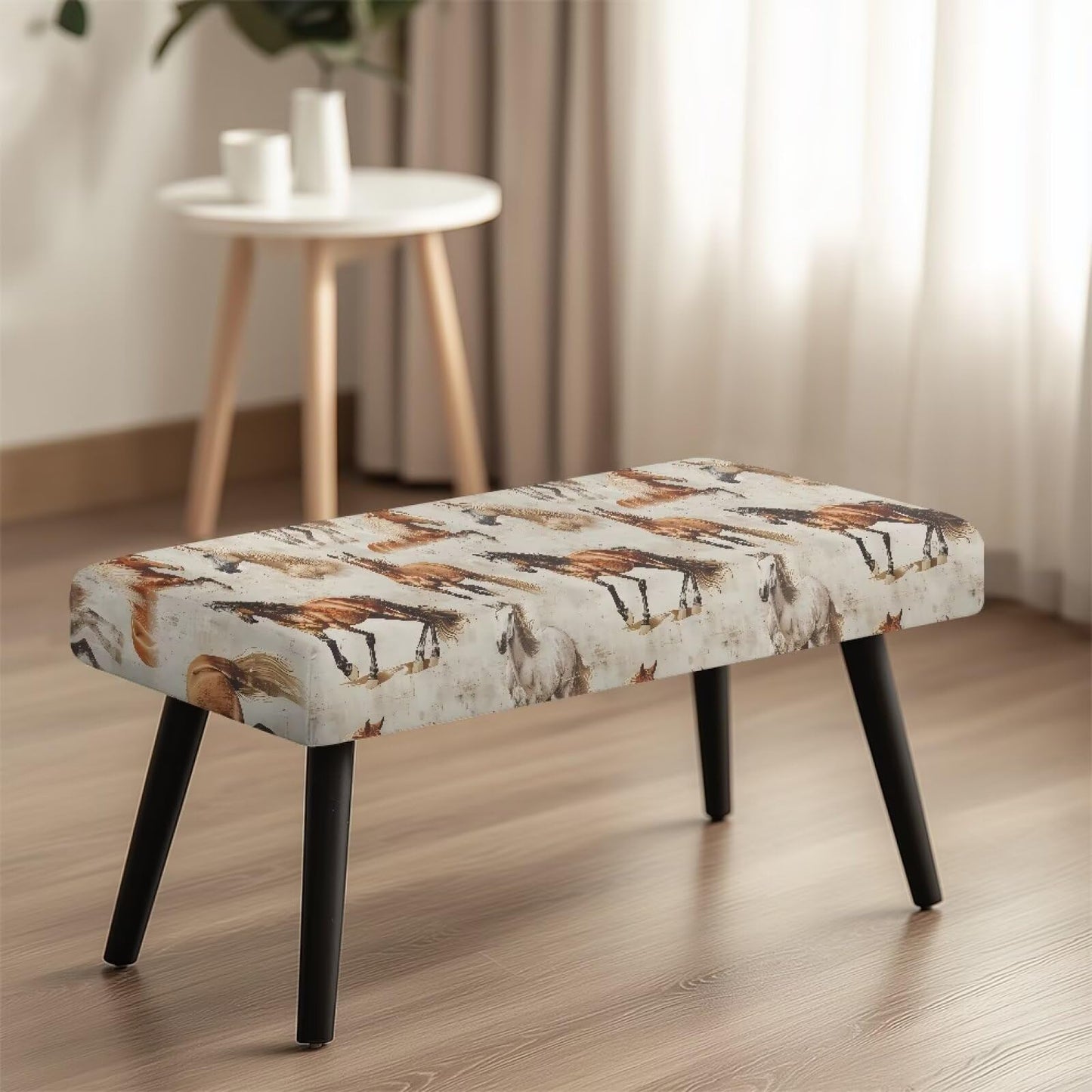 Cugasmaru Horse Dining Bench Covers Seat Cushion Protector Easy to Install Elastic Chair Covers for Dining Room Living Room Kitchen