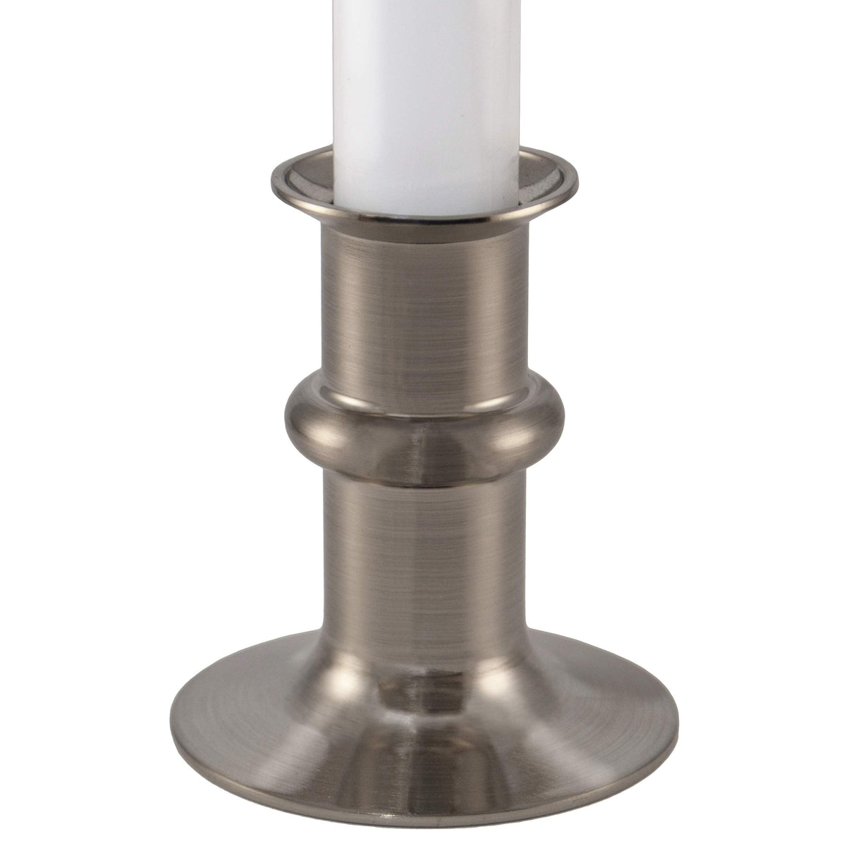 612 Vermont Ultra-Bright LED Window Candles with Timer, Battery Operated, Metal Base, White Candlestick, Adjustable Height (Pack of 4, Brushed Nickel)