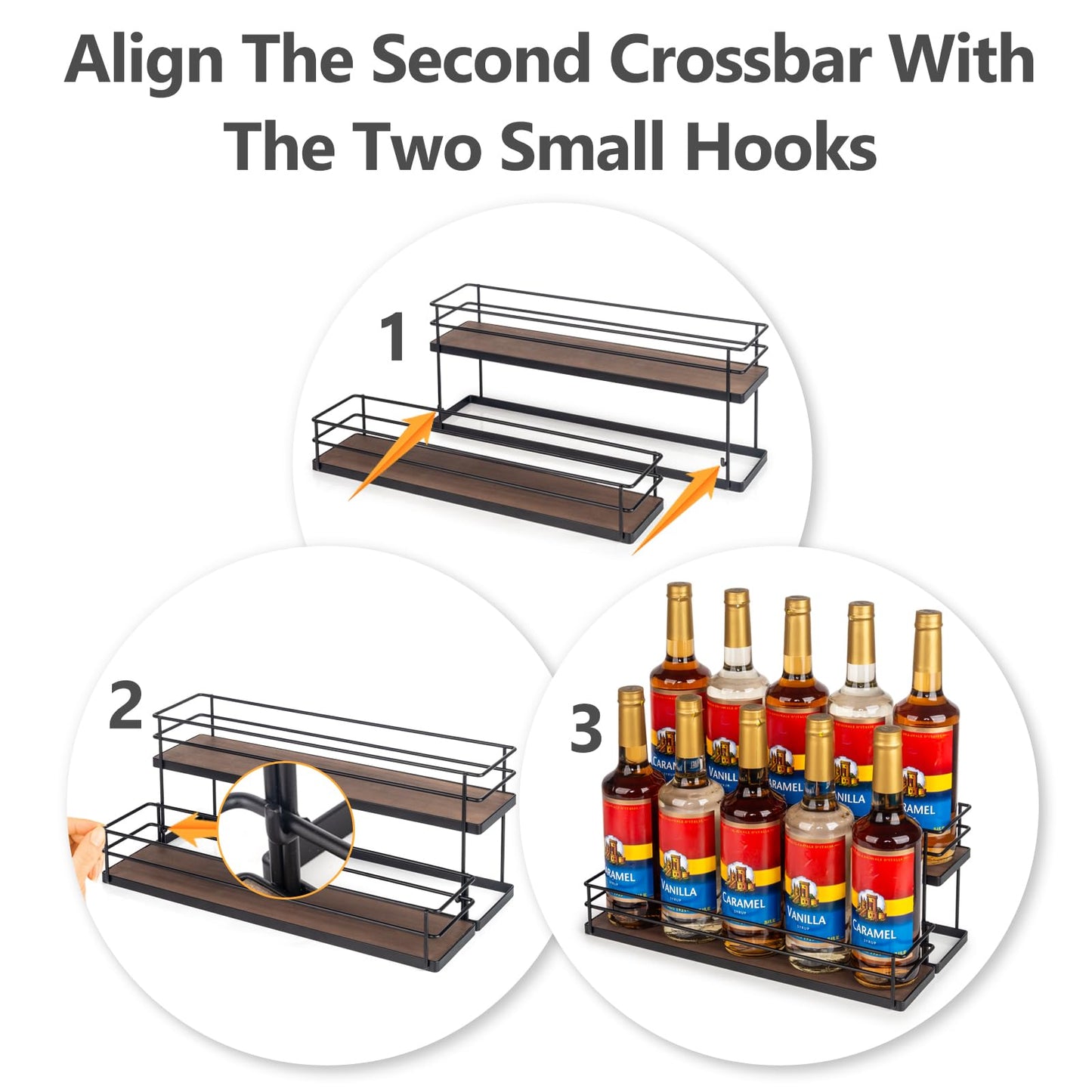 kimilus 10 Bottle Capacity Coffee Syrup Organizer 2 Tier Coffee Syrup Stand Shelf for Coffee Bar Kitchen Small Wine Rack for Bar Family Storage for Syrup Wine Dressing