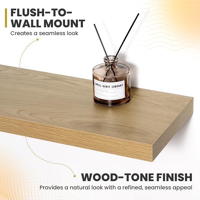 Acovy 48 Inch Floating Shelves, 9.3" Deep Floating Shelf Wall Mounted, Rustic