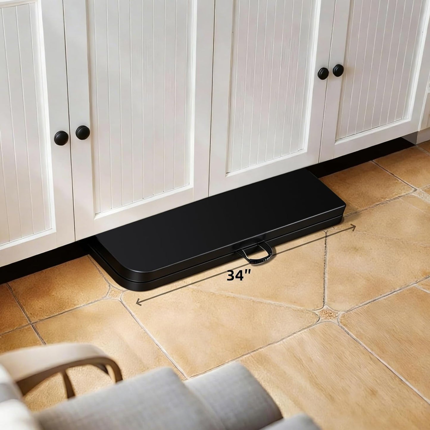 Vampire Killer 34" Square Folding Table, Portable Folding Card Table with Collapsible Legs & Carrying Handle, Plastic Tables for Camping,Picnic, Office, Party,Black