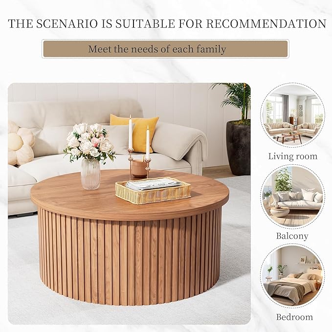 Fsbecl Fluted Lift Top Coffee Table
