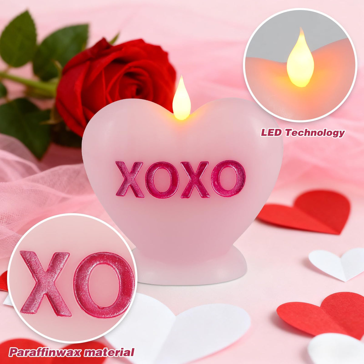 Sariiraw Valentine Heart Shaped Flameless Candle with Remote & Timer - Romantic LED Mood Light, Battery Operated for Valentine's Day, Anniversary & Home Decor (Pink)