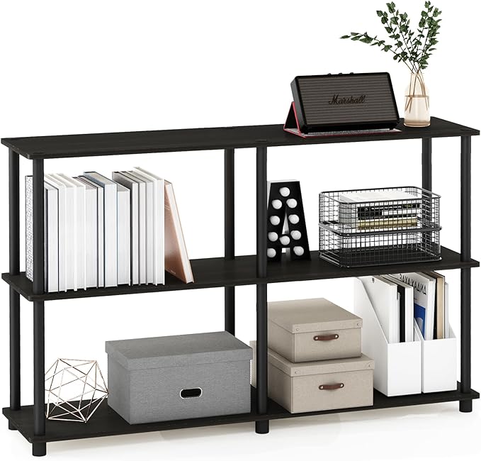 Furinno TURN-N-TUBE Storage Shelves, 3-Tier 47.4 Wide Book Shelf, Corner Shelf