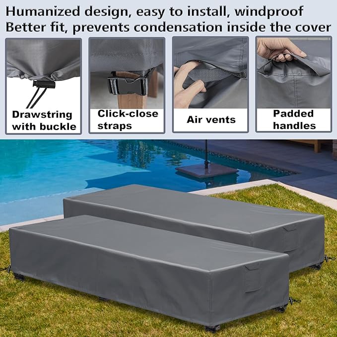 Patio Lounge Chair Covers 4 Pack Waterproof Outdoor chaise lounge cover 80" x