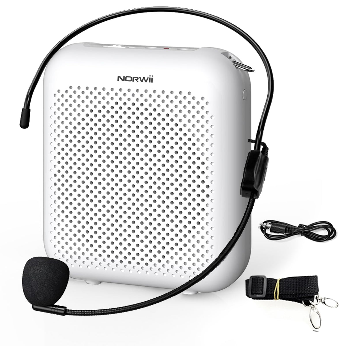 Norwii Bluetooth Voice Amplifier, Power Amplifiers, Portable Mini Wired Microphone Headset for Teacher Classroom & Outdoor Lectures, Teaching, Tour Guides, USB-C Rechargeable - 4000mAh, White
