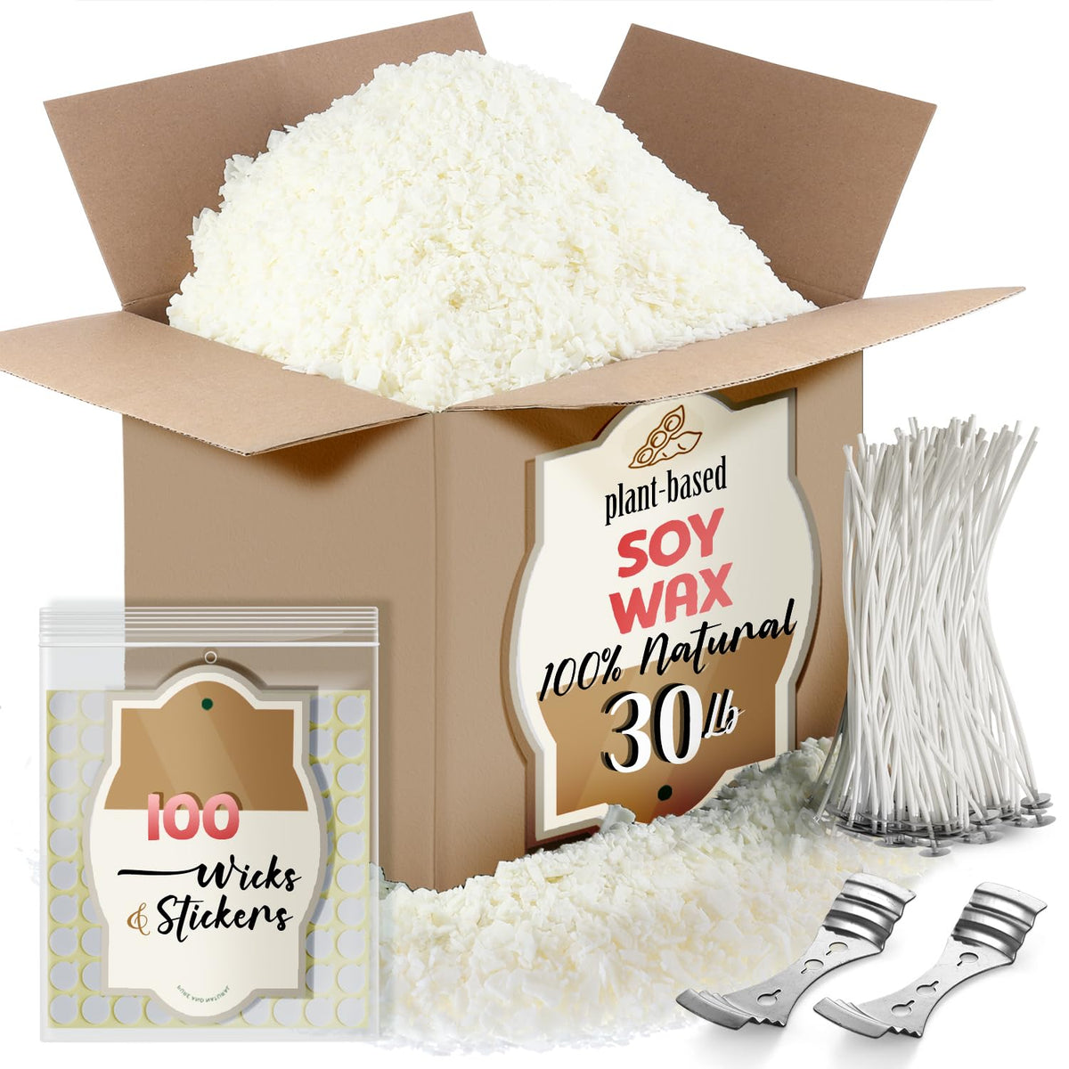 Etienne Alair Organic Soy Candle Wax for Candle Making, 30 lbs Natural Candles Making Supplies, Beeswax-Free, Paraffin-Free, Pure Soy Wax Flakes Perfect for Candles, Tealights and Melts