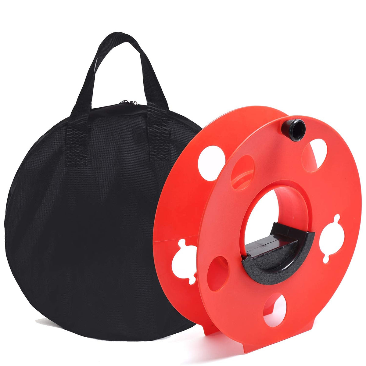 Homeon Wheels Heavy Duty Impact Resistant Plastic Extension Cord Storage Reel With Bag 1 Pack Durable & Safe, Lightweight & Portable, Ideal for Outdoor Projects & DIY Maintenance 100 Feet RED