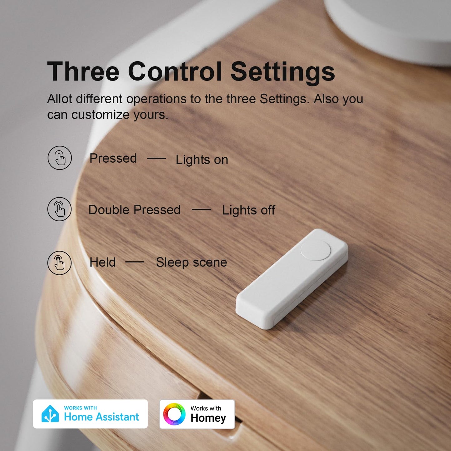 THIRDREALITY ZigBee Smart Button 4 Pack, 3-Way Remote Control, Require Zigbee hub, Work with SmartThings, Aeotec, Hubitat, Home Assistant, Third Reality Hub, Battery Included.