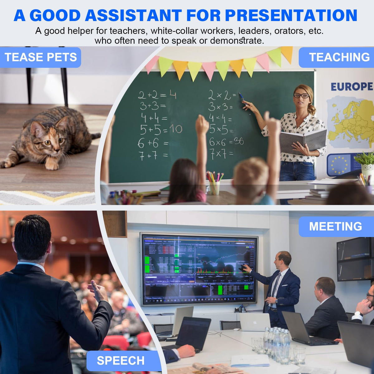 Presentation Clicker Wireless Presenter Remote Clicker for 2-in-1 USB Type C Powerpoint Clicker with Clicker, RF 2.4GHz USB C Presentation Remote PPT Slide Advancer for Mac/Google Slide/Keynote