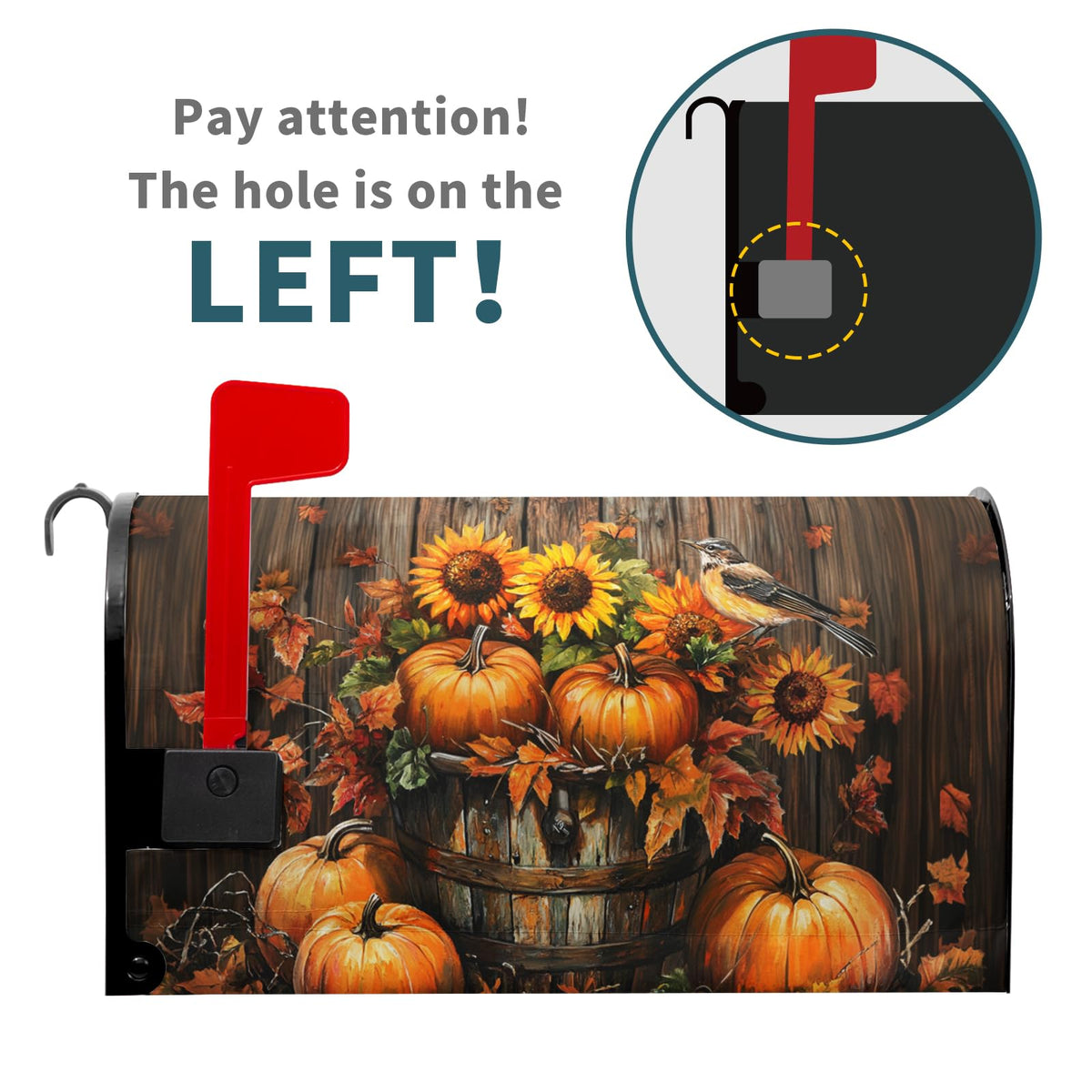 Fall Mailbox Covers Magnetic Standard Size 21x18 Inch Autumn Pumpkins Mailbox Wraps Thanksgiving Harvest Post Letter Box Cover Sunflowers Mailbox Post Protector for Home Garden Yard Outdoor Outside