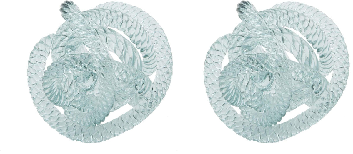 Beachcombers Small Light Blue Glass Rope Knot Coastal Beach Nautical Decor Decoration Teal (Pack of 2)
