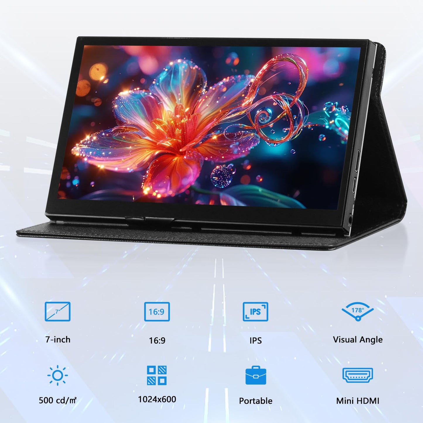 Aurevita 7 Inch Mini Monitor HDMI, Portable Monitor, 1024×600 LCD Screen, 178° View Angle IPS, Mini Small Display for PC/TV/DVD/CVBS（No Touchscreen