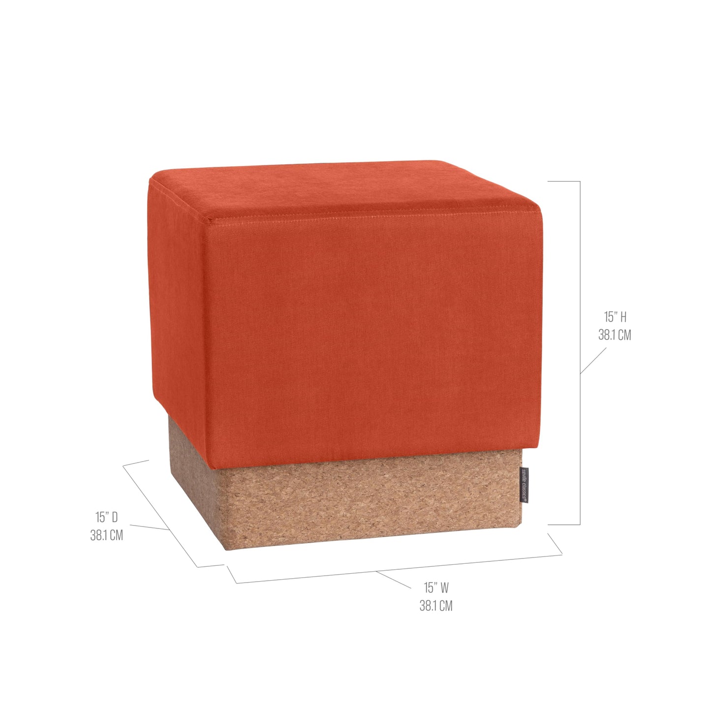 Seville Classics Cushioned Fabric Ottoman Hidden Storage Chest Footrest Chair, Padded Seat for Bedroom, Dorm, Loft, Living Room, Entryway, Hallway, Cork/Burnt Sienna, 15" Cube
