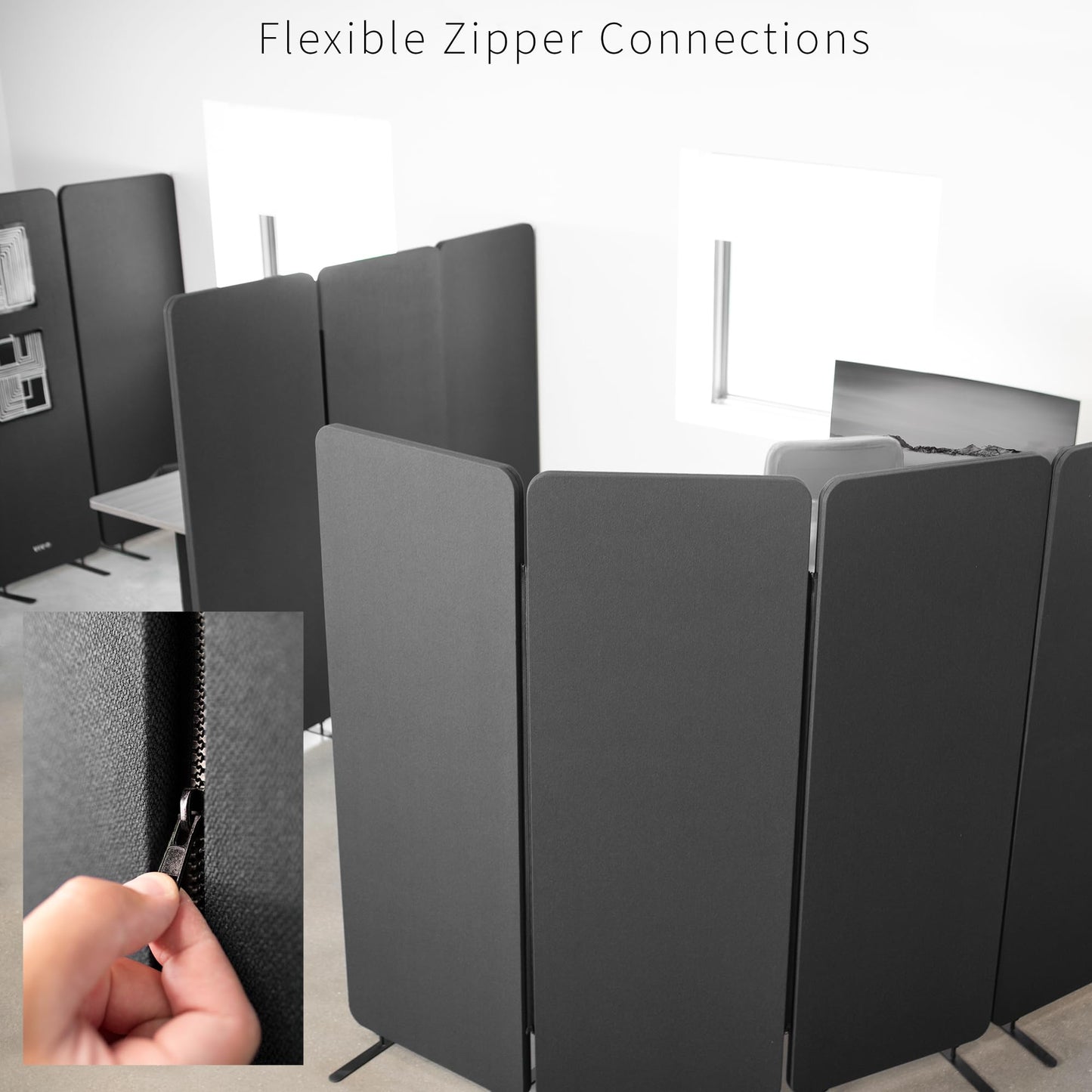 VIVO Freestanding 72 x 66 inch Privacy Panel, Cubicle Divider, Acoustic Wall Partition, x3 24 inch Panels, Dark Gray, PP-3-T072D