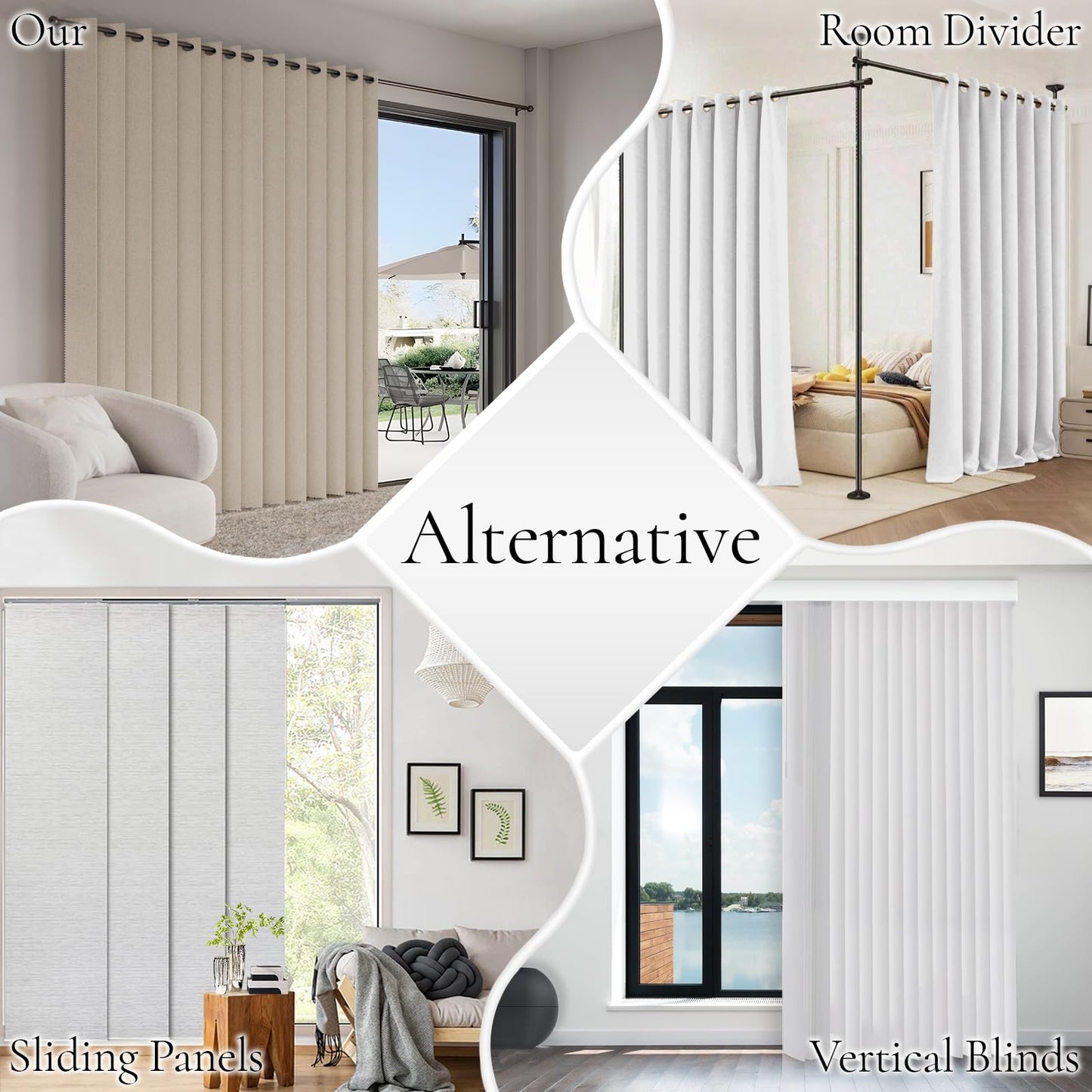 HMYI Accordion Door Curtains for Doorways, Curtain Door for Privacy Use, Fabric Curtain Panel, 1 Panel, W100 x L84, Sand