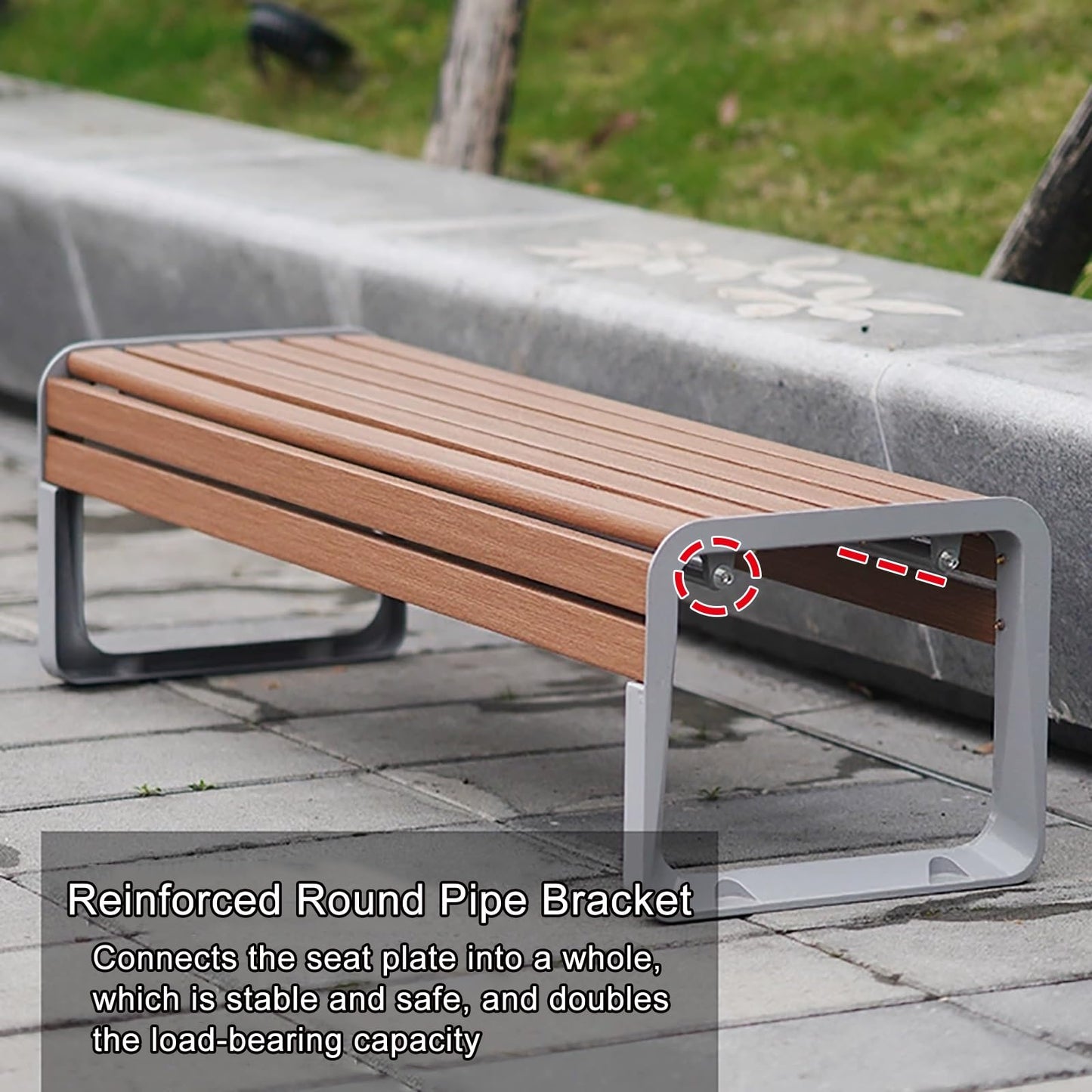This Yellow Metal Garden Bench, Weather-Resistant 2-3 Person Backless Patio Seating, Slatted Steel Outdoor Chair for Lawn, Park, Porch, Balcony (71"x20"x17")