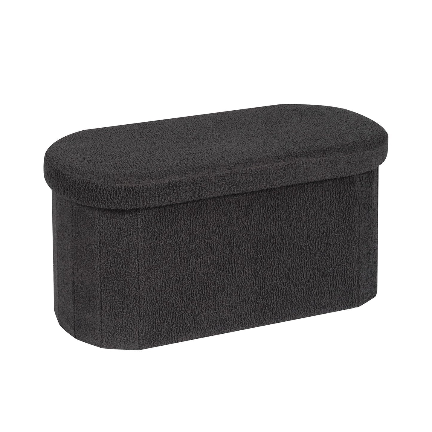 B FSOBEIIALEO Ottoman with Storage for Living Room, Sherpa Folding Storage Ottoman Foot Rest, 30 Inches Collapsible Bedroom Bench Dark Grey