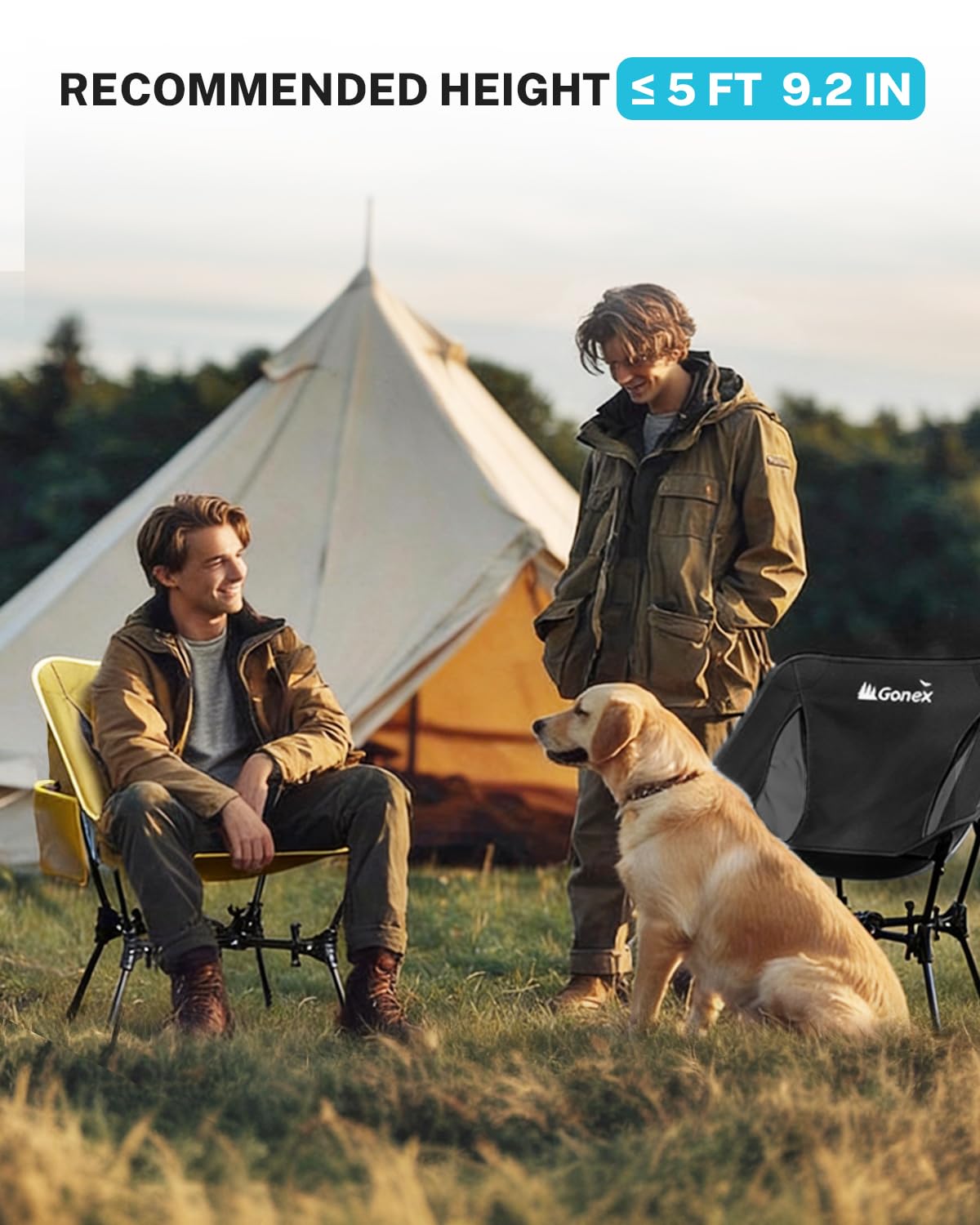 Gonex Portable Camping Chair, The 5th Gen Ultralight Compact Backpacking Foldable Lightweight Folding Chair for Outdoor Camp Hiking Beach Picnic Concert, Supports 330lbs (Black, 1 PCS)
