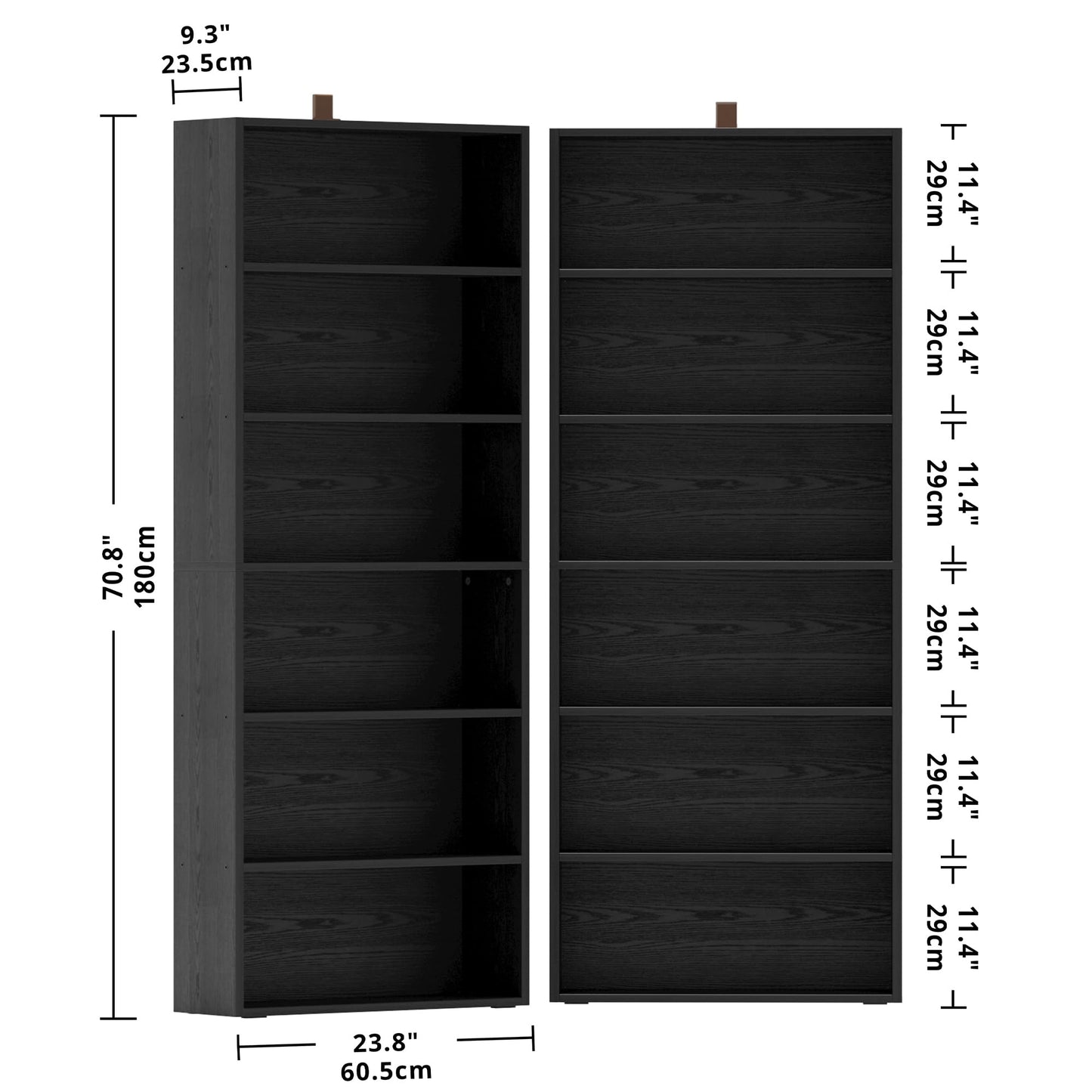 IRONCK Bookshelves and Bookcases Set of 2 Floor Standing 6 Tiers Display Storage Shelves 70 in Tall Bookcase Home Decor Furniture for Home Office, Living Room, Bed Room