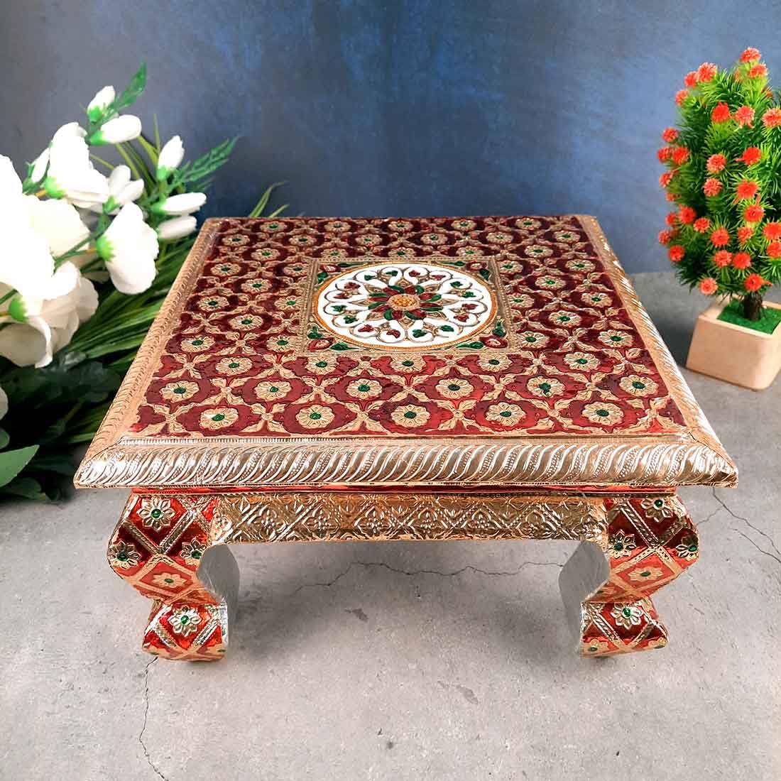 Pooja Chowki Bajot - for Diwali Pooja, Festivals, Ceremonies & Home Decoration -12 inch (Pack of 1)