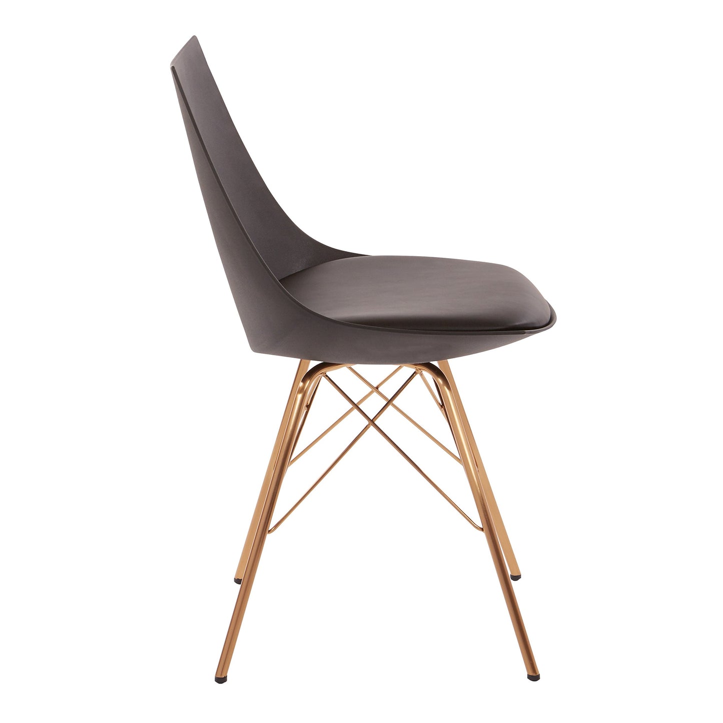 OSP Home Furnishings Oakley Mid-Century Modern Bucket Dining Chair with Faux Leather Padded Seat, Black