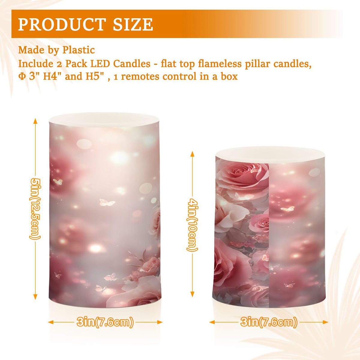 ALAZA 3D Pink Roses Flickering Flameless Candles Battery Operated with Remote Timer,Tea Light Candles LED Pillar Votive Candles Set of 2 for Outdoor Indoor Decorations