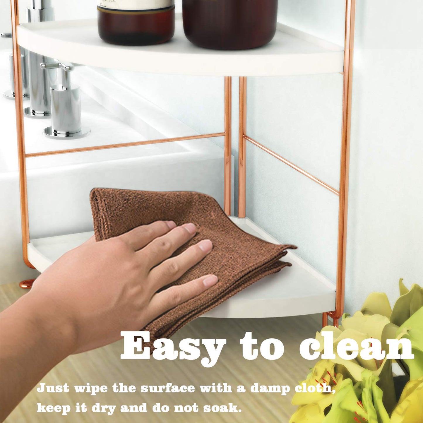kaileyouxiangongsi 2-Tier Bathroom Countertop Organizer - Vanity Tray Cosmetic & Makeup Storage- Kitchen Spice Rack Standing Shelf - Corner Storage Shelf, Rose Gold
